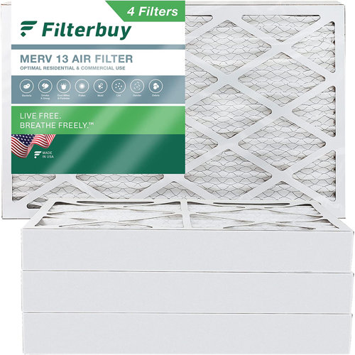 Filterbuy 16x25x4 Air Filter MERV 13, Pleated HVAC AC Furnace Filters